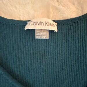 Calvin Klein Green Asymmetrical Sleeveless Blouse